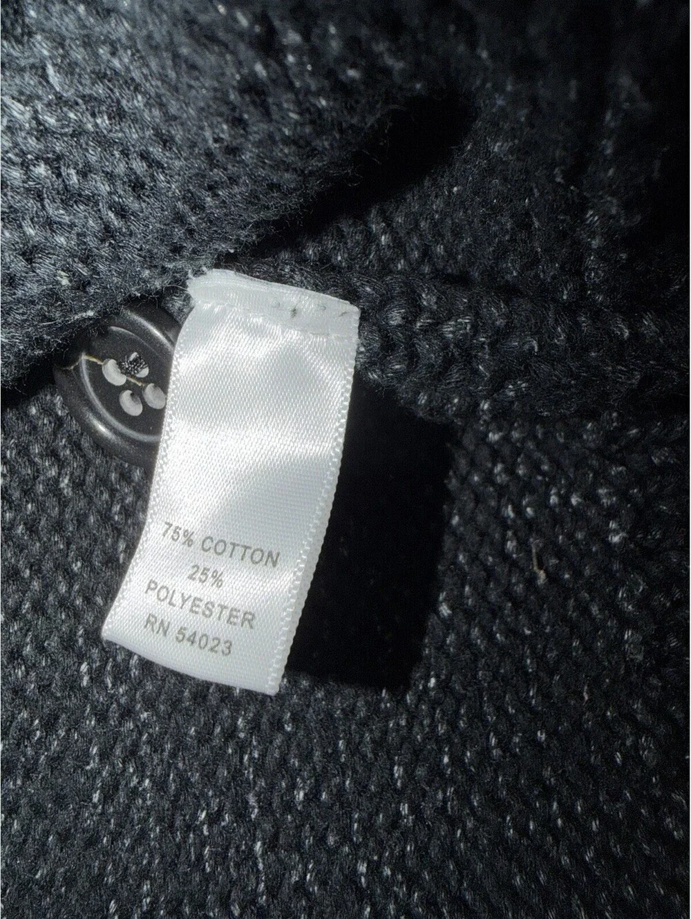 Banana Republic Black Ribbed Knit Crew Neck Button-Front Cardigan Sweater XL
